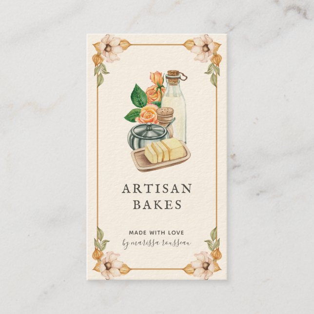 Backwaren & Kochen Zutaten Aquarellbäckerei Bu Visitenkarte (Vorderseite)