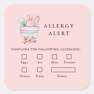 Backwaren Lebensmittelsicherheitsallergie Warngerä Quadratischer Aufkleber