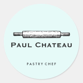 Backwaren Rollbäckerei Button blass blau Runder Aufkleber