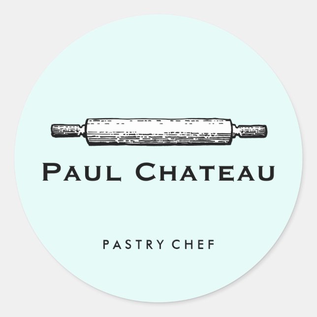 Backwaren Rollbäckerei Button blass blau Runder Aufkleber (Vorderseite)