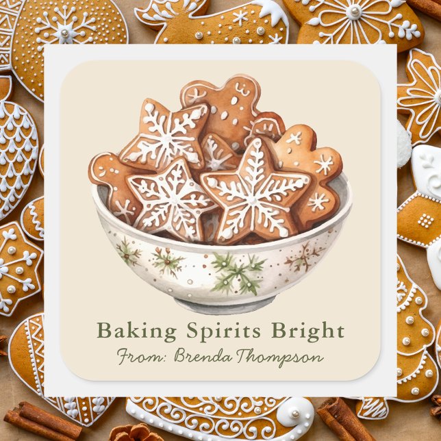 Backwaren Spirituosen Helle Weihnachten Leckereien Quadratischer Aufkleber (Von Creator hochgeladen)