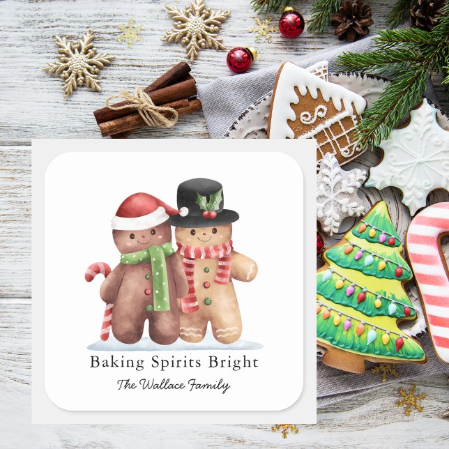 Backwaren Spirituosen Helle Weihnachtsfeiertage Quadratischer Aufkleber (Von Creator hochgeladen)