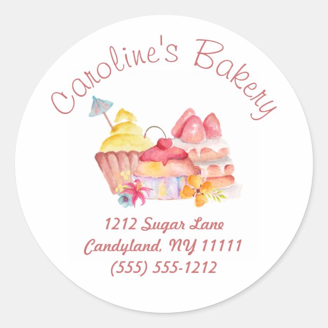 Backwaren und Backwaren Boutique, Kuchen & Gebäck Runder Aufkleber (Vorderseite)