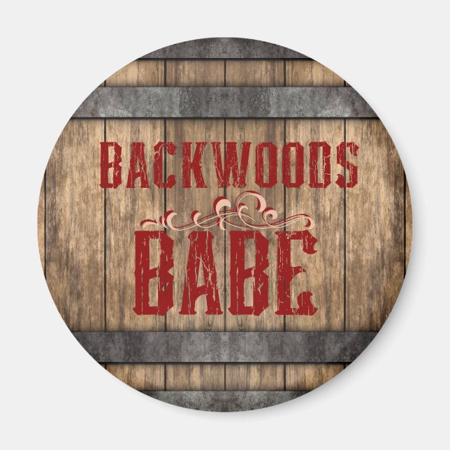 Backwoods Babe Whiskey Keg Magnet (Vorne)