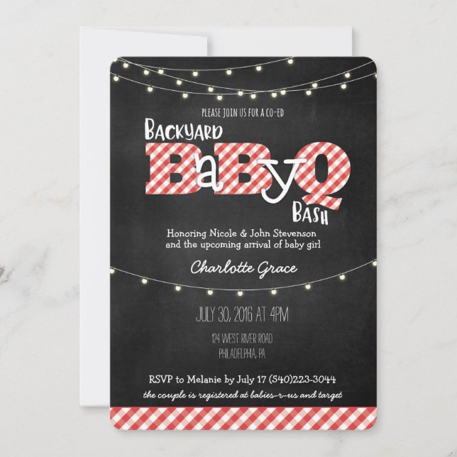 Backyard BaByQ Bash GRILLEN Baby Shower Einladung (Vorderseite)