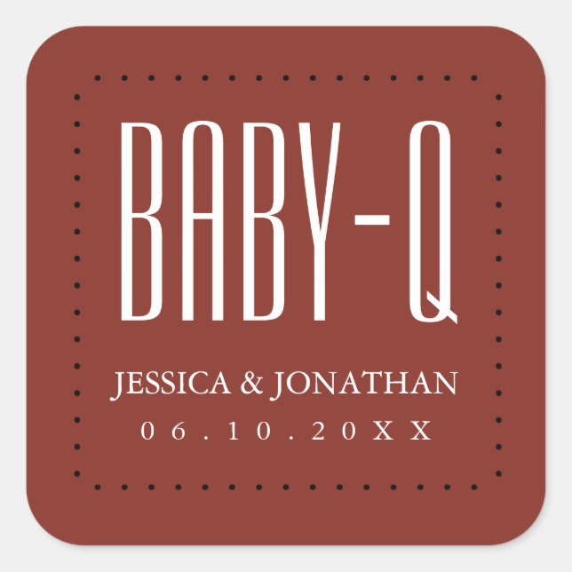 Backyard BabyQ GRILLEN Baby Shower Couples Quadratischer Aufkleber (Vorderseite)