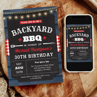 Backyard Barbecue 30. Geburtstag Einladung