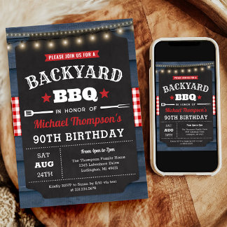 Backyard Barbecue 90. Geburtstag Einladung