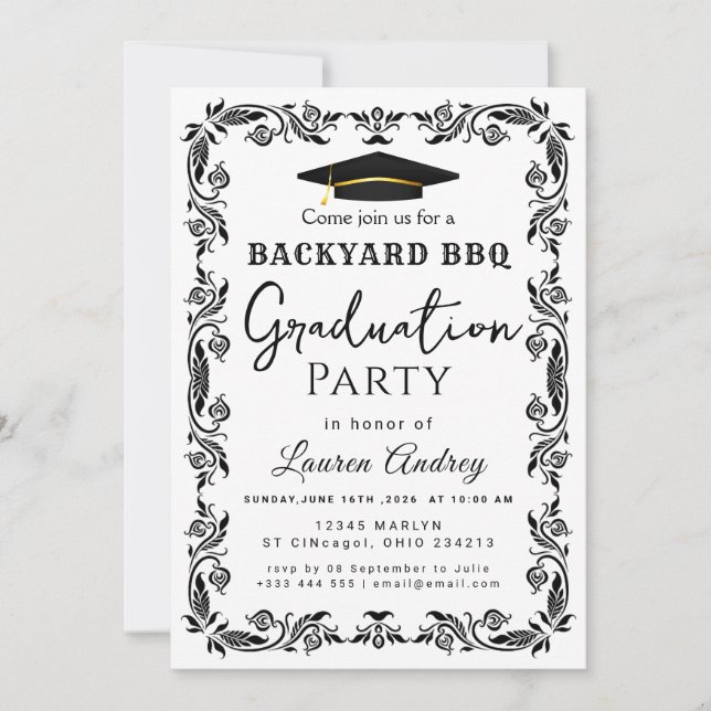 Backyard BBQ Graduation Party Invitation (Devant)
