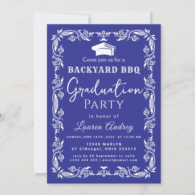 Backyard BBQ Graduation Party Invitation (Devant)