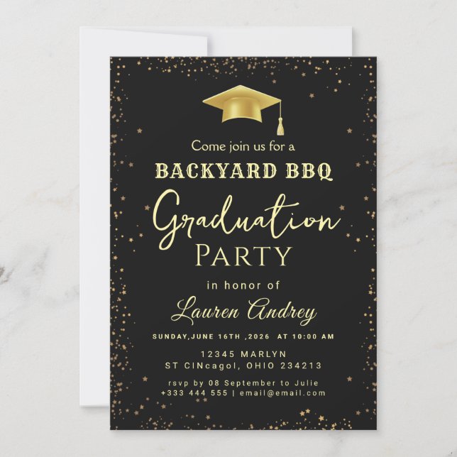 Backyard BBQ Graduation Party Invitation (Devant)