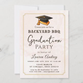 Backyard BBQ Graduation Party Invitation Einladung