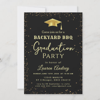 Backyard BBQ Graduation Party Invitation Einladung