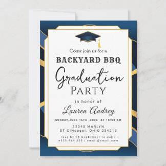 Backyard BBQ Graduation Party Invitation Einladung