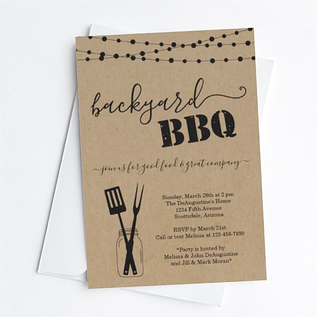 Backyard BBQ Party Invitation - Rustic Kraft Einladung (Von Creator hochgeladen)