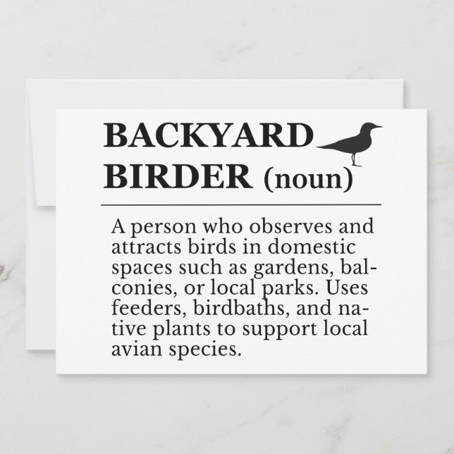 Backyard Birder Definition - Garden Birdwatching Einladung (Vorderseite)