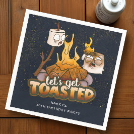 Backyard Bonfire Lass uns Geburtstag Toasted bekom Serviette