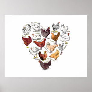 Backyard Chicken Liebe Herz Crazy Hühnerzucht Poster