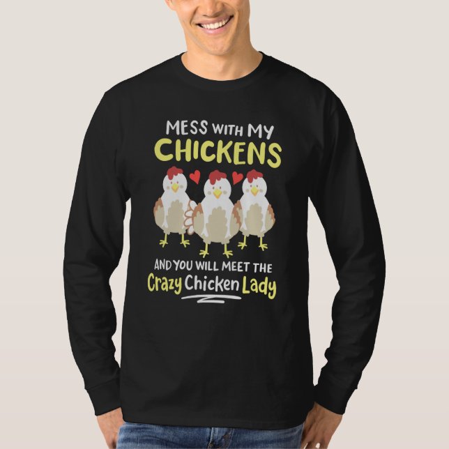 Backyard Crazy Chicken Lady Womens Farmer T-Shirt (Vorderseite)