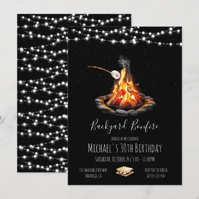 Backyard-Feuermelder Einladung (Vorne/Hinten)