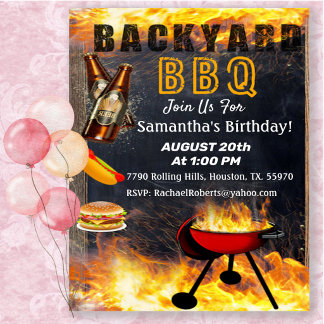 Backyard Flaming GRILLEN Grill Einladung Geburtsta