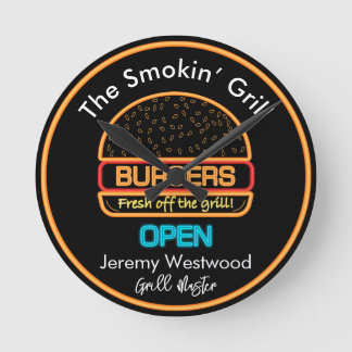 Backyard Grill Master Burgers signieren Wall Clock Runde Wanduhr