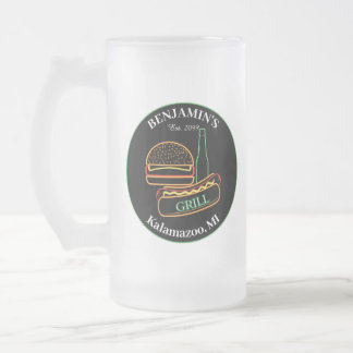 Backyard Grill mit Burgers Trinkbehälter Mattglas Bierglas