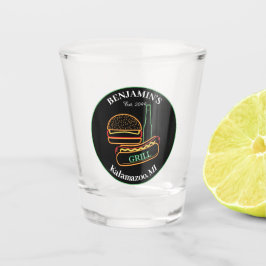 Backyard Grill mit Burgers Trinkbehälter Shotglas Schnapsglas