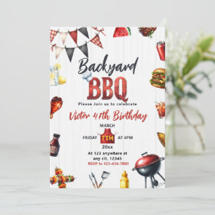 Backyard GRILLEN Barbecue Birthday Party Einladung