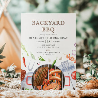 Backyard GRILLEN Barbecue Birthday Party Einladung