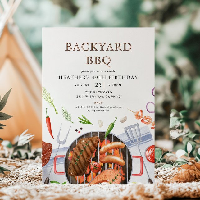 Backyard GRILLEN Barbecue Birthday Party Einladung (Von Creator hochgeladen)