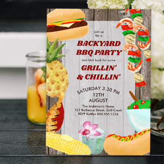Backyard GRILLEN Party Rustikales Chillin und Gril Einladung