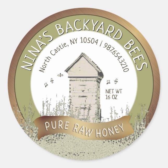 Backyard Hives Honey Pure Honey Row Honey Copper G Runder Aufkleber (Vorderseite)