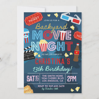 Backyard Movie Geburtstag Einladung