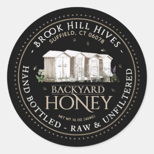 Backyard Nehmt Honey Label Hand Flaschen Roh Runder Aufkleber
