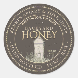 Backyard Nehmt Honey Label Hand Flaschen Roh Runder Aufkleber