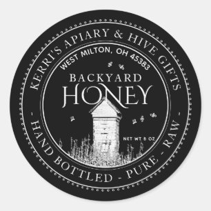 Backyard Nehmt Honey Label Hand Flaschen Roh Runder Aufkleber