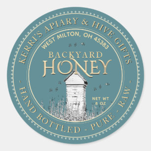 Backyard Nehmt Honey Label Hand Flaschen Roh Runder Aufkleber