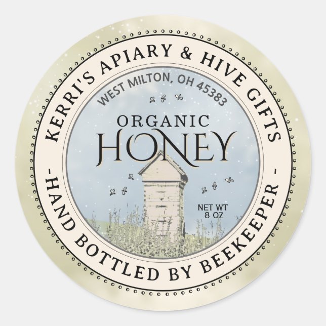 Backyard Nehmt Honey Label Hand Flaschen Roh Runder Aufkleber (Vorderseite)