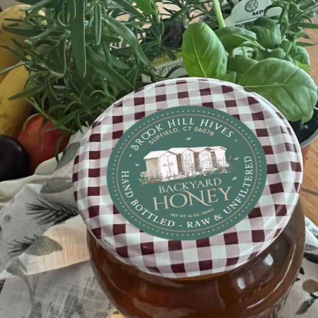 Backyard Nehmt Honey Label Hand Flaschen Roh Runder Aufkleber (Von Creator hochgeladen)