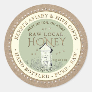 Backyard Nehmt Honey Label Hand Flaschen Roh Runder Aufkleber