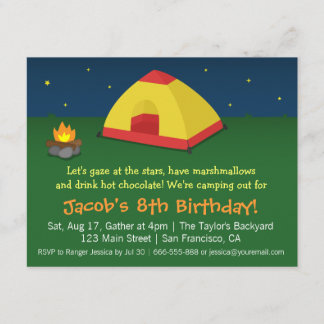 Backyard Sleepover Camping Geburtstagsparty Einladung
