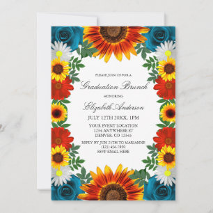 Backyard Summer Floral Abschluss Brunch Einladung