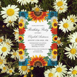 Backyard Summer Floral Geburtstag Einladung