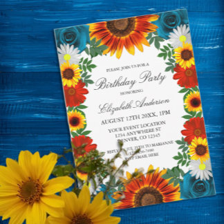 Backyard Summer Floral Geburtstag Einladung