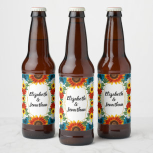Backyard Summer Floral Geometric Bierflaschenetikett