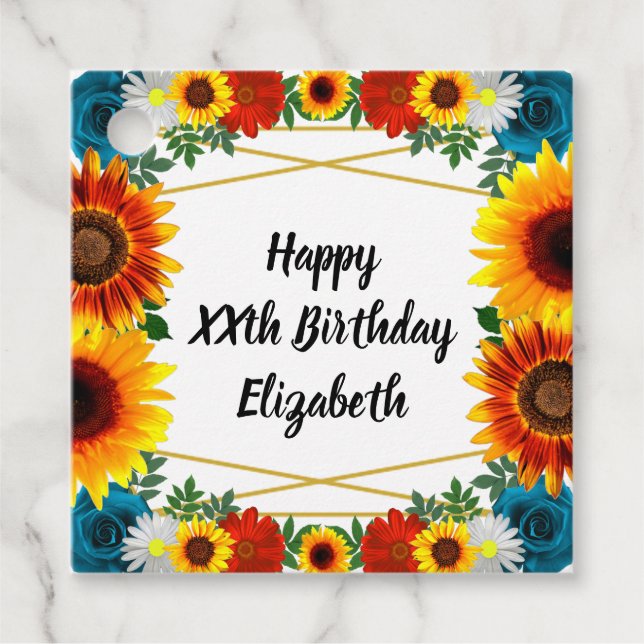 Backyard Summer Floral Geometric Geschenkanhänger (Vorderseite)