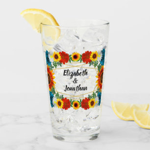 Backyard Summer Floral Geometric Glas