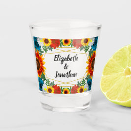 Backyard Summer Floral Geometric Schnapsglas