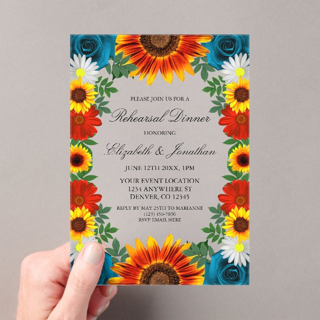 Backyard Summer Floral Probe Dinner Acryleinladungen (Insitu (Handheld))